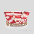 Casual large capacity red striped handbag